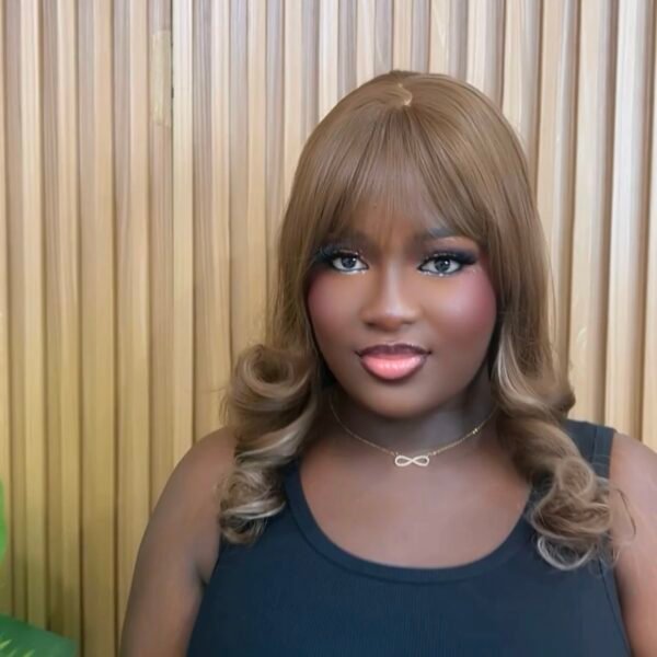 H25 BROWN FRINGE WIG 24”